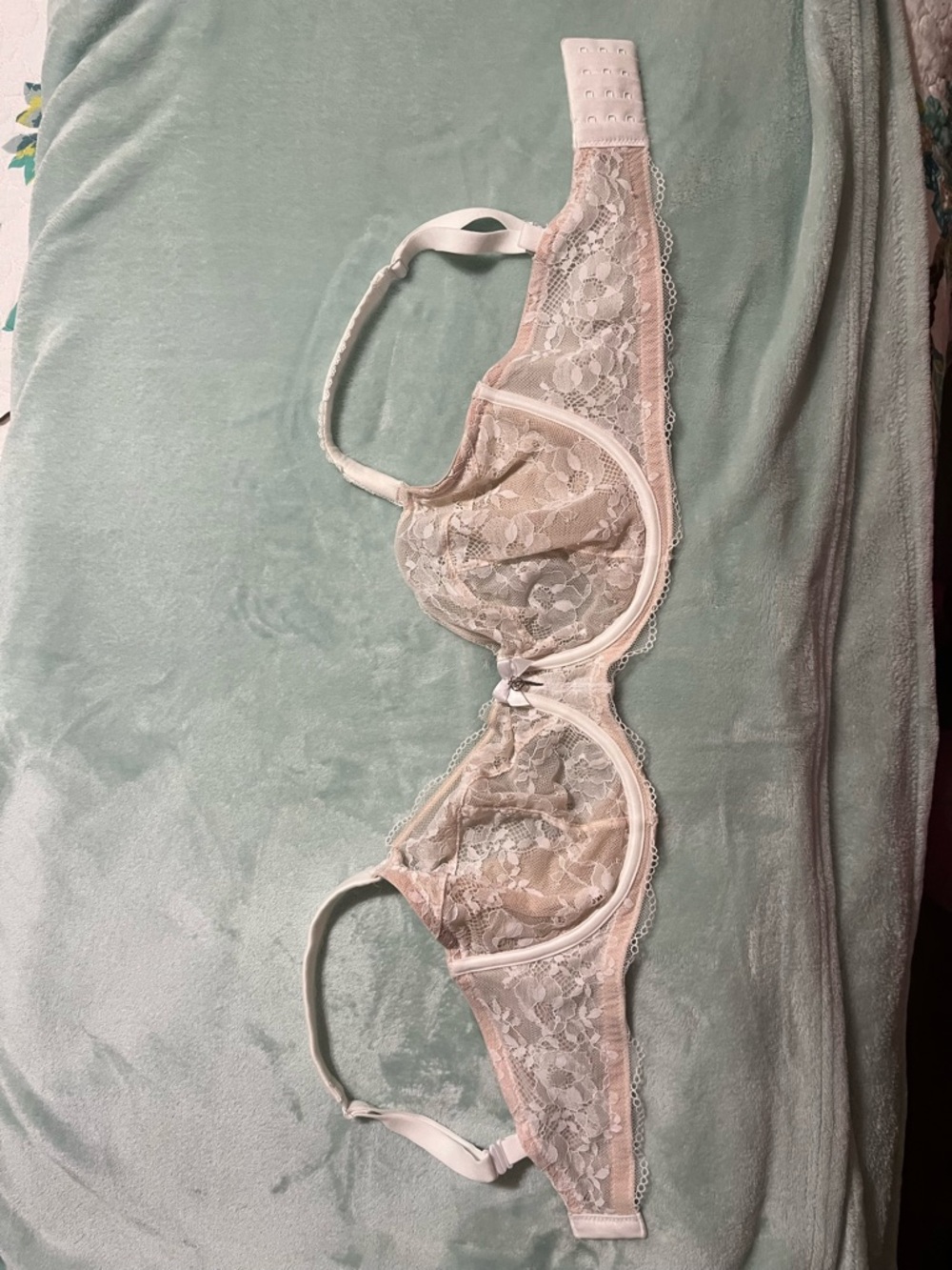 Victoria's Secret Sheer Lace Underwire Bra in Blush Pink and Cream